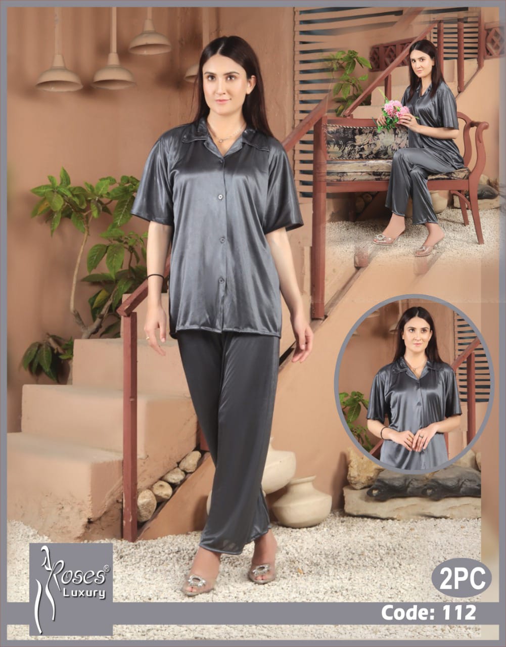 Roses Luxury 2-Piece Pajama Nightwear Set