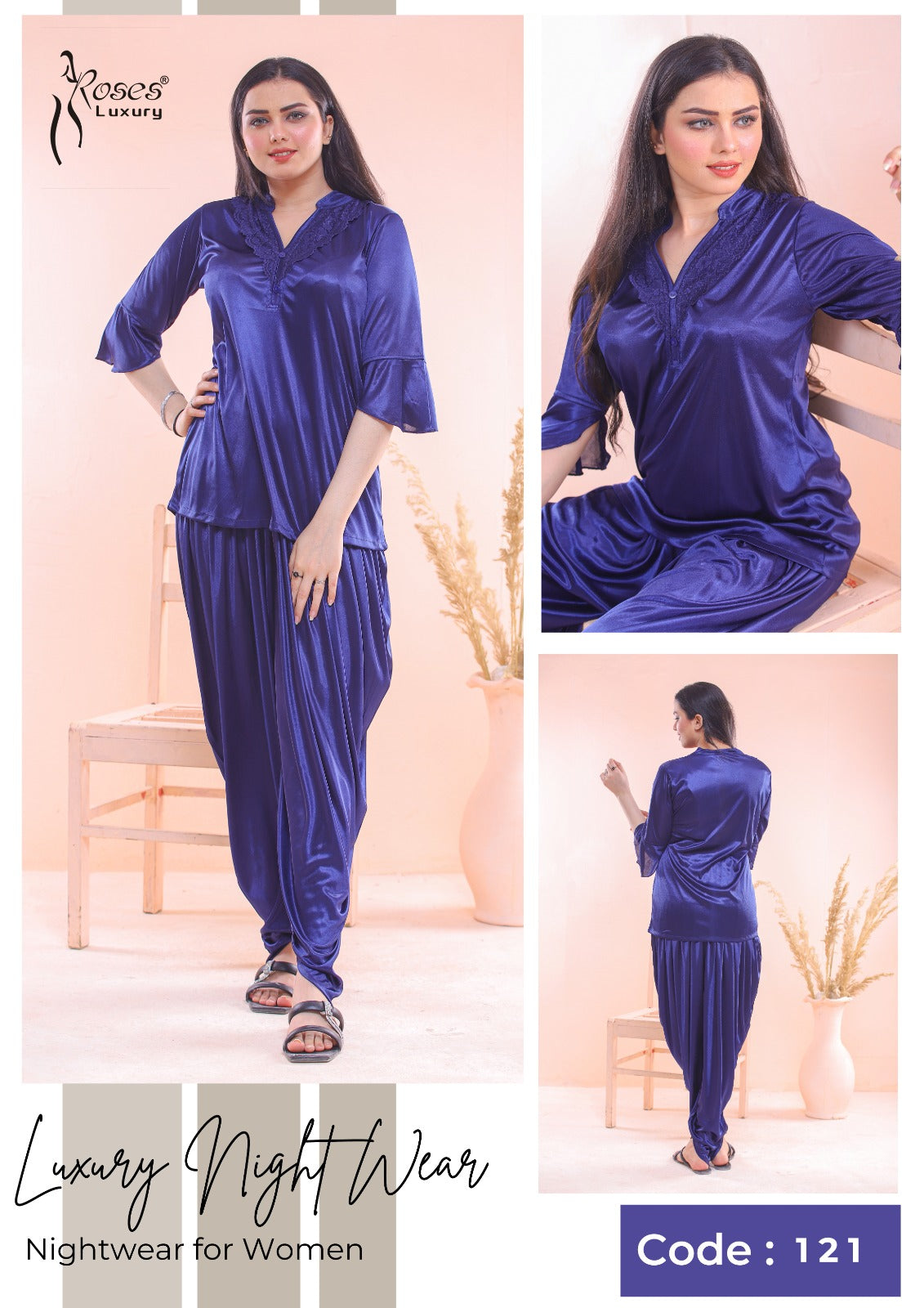 Roses Luxury 2-Piece Patyala Nightwear Set
