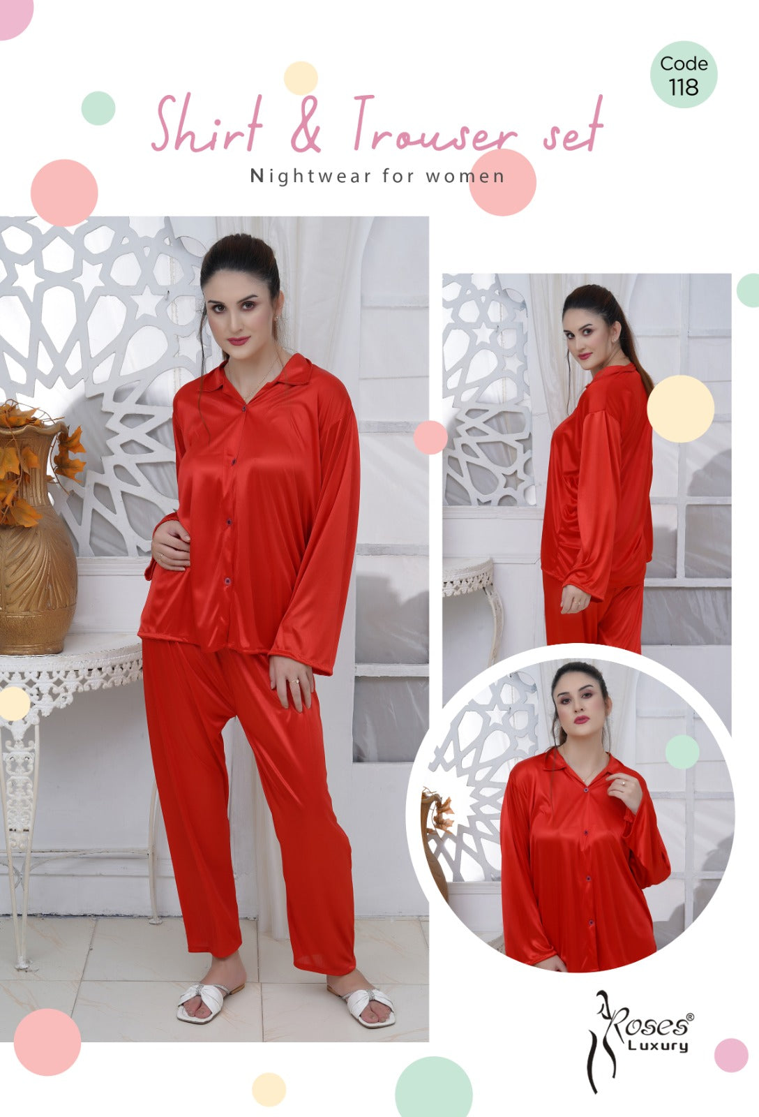 Roses Luxury 2-Piece Pajama Nightwear Set