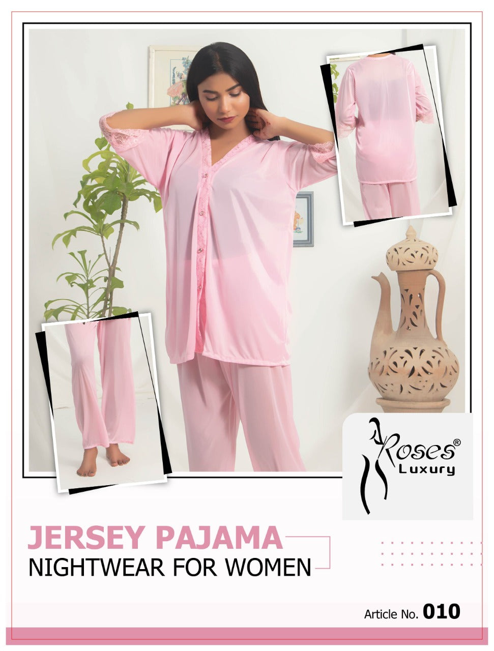 Roses Luxury 2-Piece Pajama Nightwear Set
