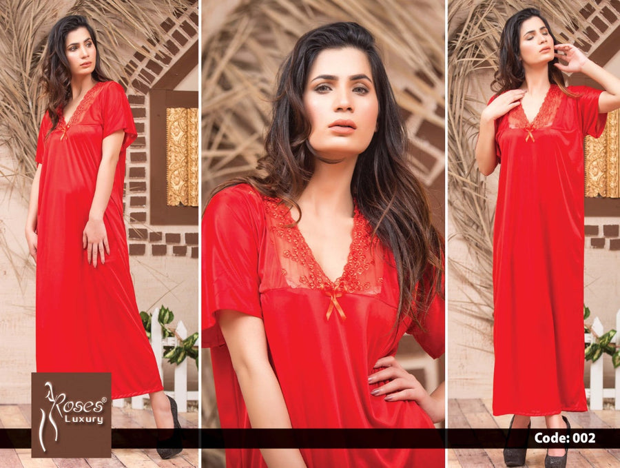 Roses Luxury 1-Piece Satin Nighty