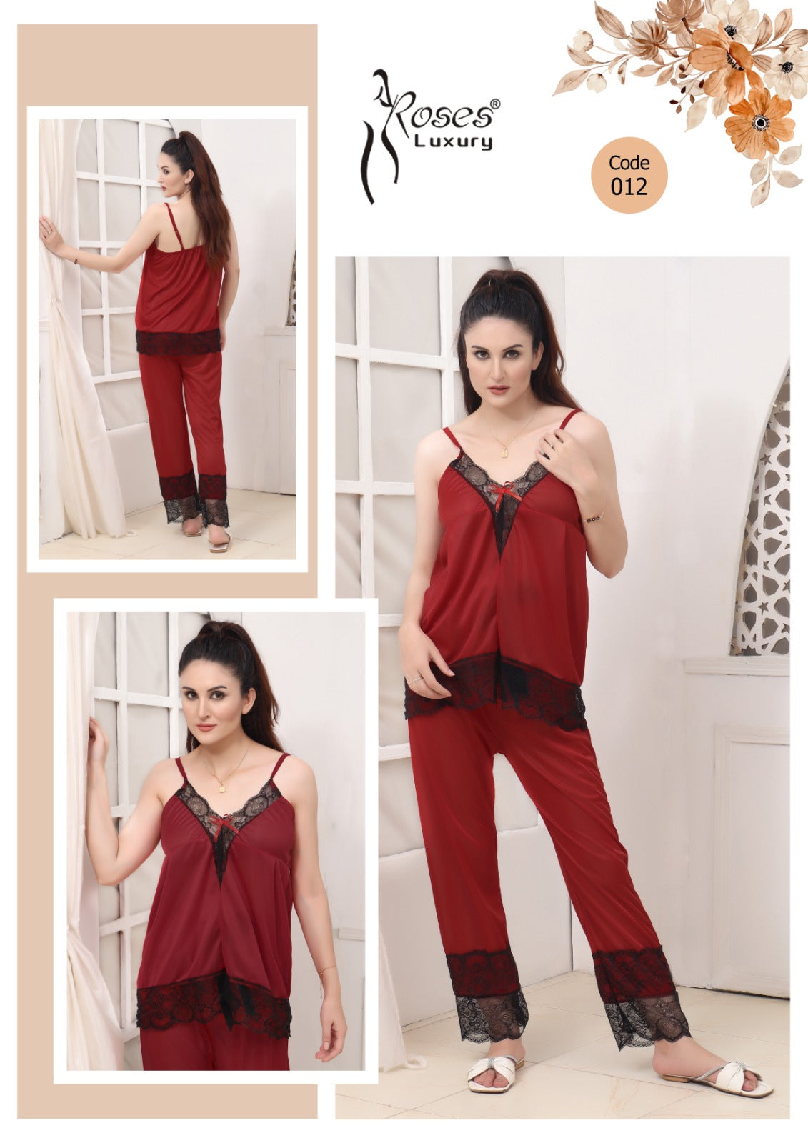 Roses Luxury 2-Piece Pajama Nightwear Set