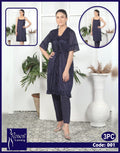 Roses Luxury 3-Piece Satin Nighty Set