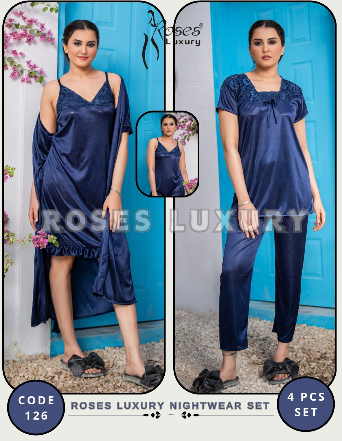 Roses Luxury 4-Piece Nightwear Set